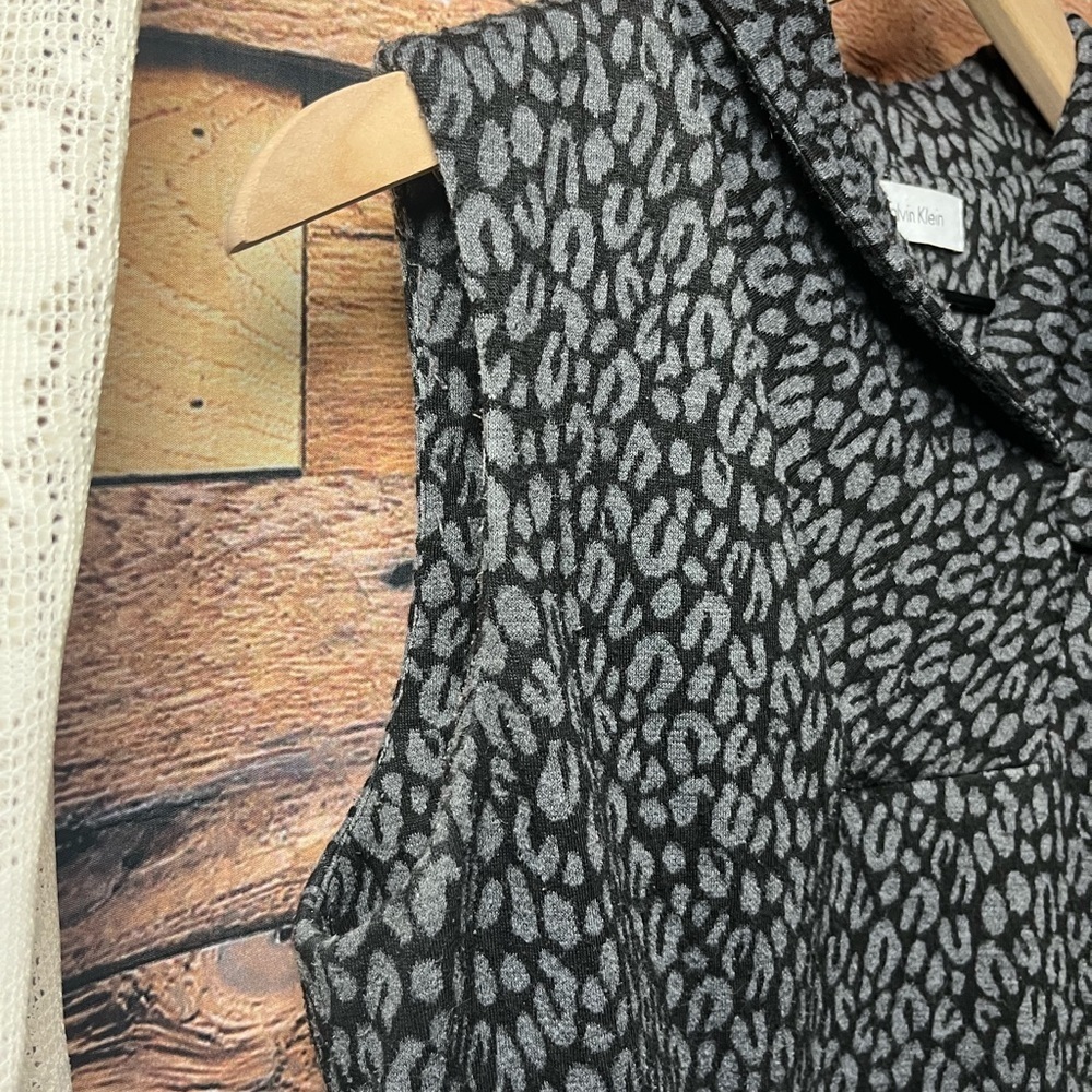 Calvin Klein Gray and Black Animal Print Sheath Dress - Picture 6 of 16